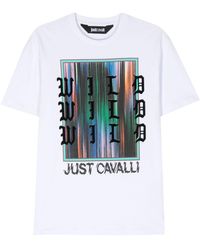Just Cavalli - T-Shirt mit beflocktem Slogan - Lyst