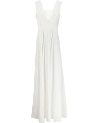 Ermanno Scervino Vestido largo con ribete de encaje - Blanco