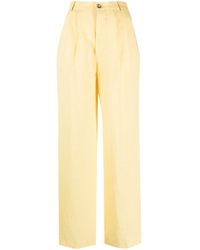 Forte - High-waisted Straight-leg Linen Trousers - Lyst