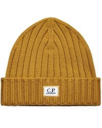 C.P. Company - Extrafine Merino Wool Logo Beanie Hat - Lyst