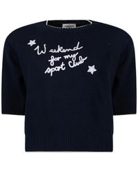 Weekend by Maxmara - Embroidered Short-Sleeve Sweater - Lyst
