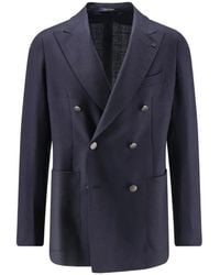 Tagliatore - Double-Breasted Herringbone Blazer - Lyst