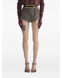 Mugler - Pleated Check Shorts - Lyst