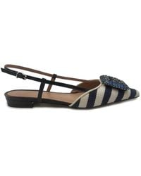 Roberto Festa - Mimma Striped Buckle-Fastening Flat Pumps - Lyst