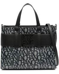 ARMANI EXCHANGE - Logo-Print Zip-Fastening Tote Bag - Lyst