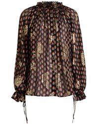 Etro - Silk Shirt With Fil Coupé Roses And Tie-Inspired Motif - Lyst