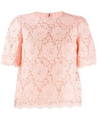 Dolce & Gabbana Spitzenoberteil mit Muschelsaum - Pink