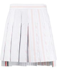 Thom Browne - Striped Pleated Miniskirt - Lyst