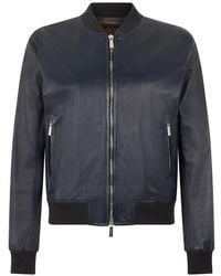 Moorer - Leather Bomber Jacket - Lyst