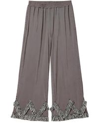 Twinset - Fringe-Trimmed Palazzo Trousers - Lyst