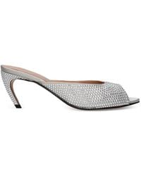 The Attico - Crystal-Embellished Satin Sandals - Lyst
