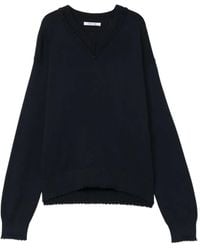 Helmut Lang - Distressed V-Neck Sweater - Lyst