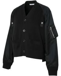 Sacai - Panelled Knit Cardigan - Lyst