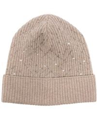 Brunello Cucinelli - Ribbed Sequin-Embellished Cashmere Beanie - Lyst