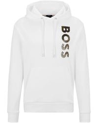 BOSS - Logo-Print Cotton Hoodie - Lyst