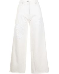 Goen.J Crochet-detail Wide-leg Jeans - White