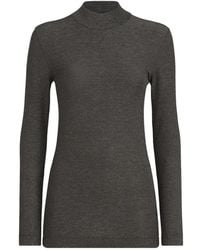 Brunello Cucinelli - Sparkling Virgin Wool Funnel-Neck Long Sleeve T-Shirt With Monili - Lyst