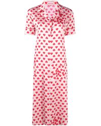 Natasha Zinko - Heart-Print Satin Shirt Dress - Lyst