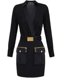Elisabetta Franchi - Gewickeltes Minikleid Mit Aufgesetzten Taschen - Lyst