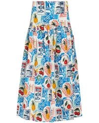 Marie Oliver - Vicki Postcard-Print Midi Skirt - Lyst