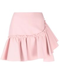 MSGM - Minigonna A Vita Alta Con Ruches - Lyst