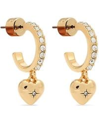 COACH - Pendientes de aro con detalles de cristales - Lyst