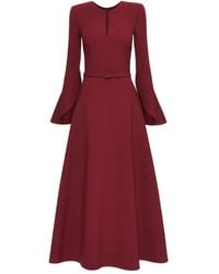 Oscar de la Renta - Split-Neck Midi Dress - Lyst