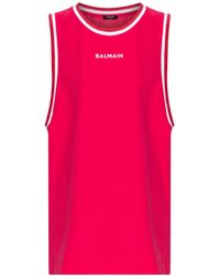 Balmain - Striped-Trim Mini Dress - Lyst