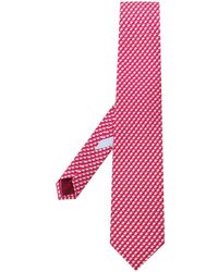 Ferragamo Corbata con estampado de ratones - Rojo