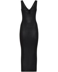 Philipp Plein - Coated Ribbed-Knit Midi Dress - Lyst