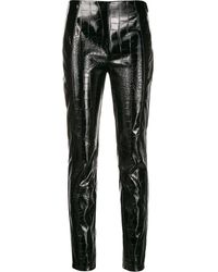 Pinko Pantalones pitillo con efecto de piel de cocodrilo - Negro