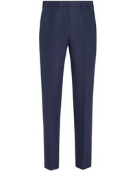ZEGNA - Oasi Tapered-leg Linen Trousers - Lyst
