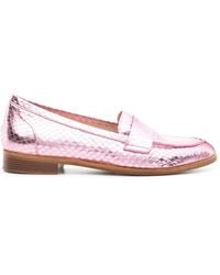 P.A.R.O.S.H. - Snakeskin-Effect Metallic Loafers - Lyst