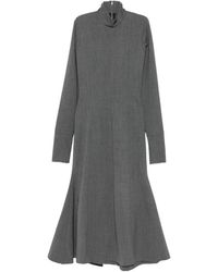 Thelatest - High-Neck Flared-Hem Midi Dress - Lyst