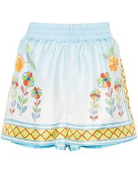 Casablancabrand - Yoruba Flowers-print Silk Shorts - Lyst
