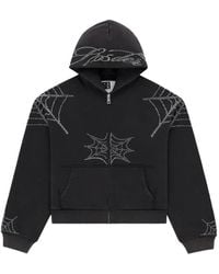 Sp5der - Rhinestone-Embellished Web-Print Hoodie - Lyst