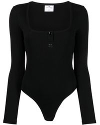 Courreges - Logo-embroidered Long-sleeve Henley Bodysuit - Lyst