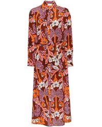 P.A.R.O.S.H. - Floral-print Silk Shirt Dress - Lyst