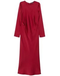 Emporio Armani - Robe Mi-Longue Satinée À Manches Longues - Lyst