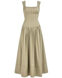 knee length dresses for ladies Dôen Clover Organic Cotton Poplin Tiered Sundress in White main image 0