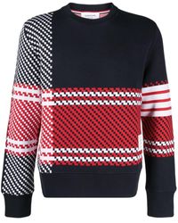 Thom Browne - 4-bar Checked Cotton Sweatshirt - Lyst