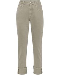 Brunello Cucinelli - Halbhohe Straight-Leg-Jeans mit Monili-Kette - Lyst
