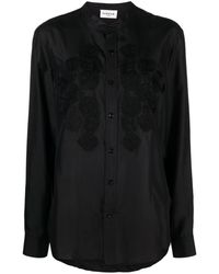 P.A.R.O.S.H. - Floral-embroidery Silk Shirt - Lyst