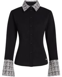 KARL LAGERFELD - Bouclé-Trim Long-Sleeve Polo Shirt - Lyst