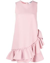 MSGM - Ruffled-Trim Sleeveless Mini Dress - Lyst