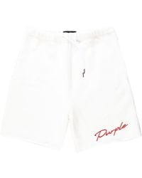 Purple Brand - Embroidered-logo Cotton Track Shorts - Lyst