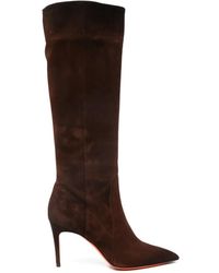 Santoni - 90Mm Suede Pointed-Toe Knee-High Boots - Lyst