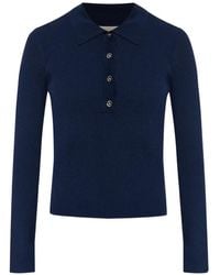 MICHAEL Michael Kors - Long-Sleeves Ribbed Polo Top - Lyst