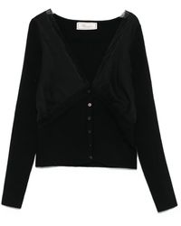 Blumarine - Lace-Trimmed Ribbed Cardigan - Lyst