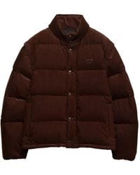 Prada - Logo-Plaque Corduroy Cotton Down Jacket - Lyst